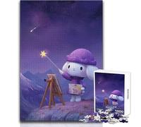 Puzzle da 1000 pezzi per adolescenti, simpatico coniglietto che dipinge il cielo notturno, giocattoli, giochi educativi ma anche divertenti e divertenti, opera d'arte da regalo, dimensioni 38x52cm