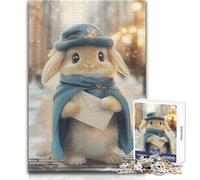 Puzzle da 1000 pezzi per adolescenti, simpatico coniglietto postino in scena invernale natalizia, bellissimo gioco di design, regalo di compleanno, opera d'arte, dimensioni 38x52cm
