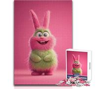 Puzzle da 1000 pezzi per adolescenti, simpatico coniglietto rosa e verde, gioco intellettuale per trascorrere il tempo a casa, regali di Babbo Natale segreto, dimensioni 50x75cm