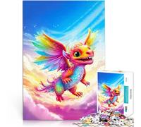 Puzzle da 1000 pezzi per adolescenti Simpatico cucciolo di drago arcobaleno Giocattoli educativi Collezione di artisti, Belle arti 75x50cm