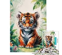 Puzzle da 1000 pezzi per adolescenti simpatico cucciolo di tigre puzzle ad acquerello da 1000 pezzi giocattolo decorativo per la casa gioco educativo dal design accattivante (38x26cm)