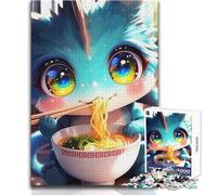 Puzzle da 1000 pezzi per adolescenti, simpatico drago che mangia ramen, divertente, divertente, per il tempo libero, stretto, senza cuciture, di precisione, dimensioni del giocattolo: 50x75cm