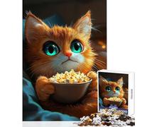 Puzzle da 1000 pezzi per adolescenti simpatico gatto che guarda un film giocattoli antistress regali di Babbo Natale segreto giochi rilassanti migliorare l'amore tra coppie dimensioni 38x26cm