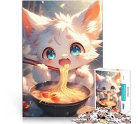 Puzzle da 1000 pezzi per adolescenti Simpatico gatto Ramen Baby Riduzione dello stress interessante Lista dei desideri con Babbo Natale 38x26cm