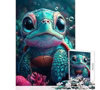 Puzzle da 1000 pezzi per adolescenti simpatico giocattolo a forma di tartaruga marina decorazione da parete ottimo regalo per giochi educativi Ogni pezzo è unico Dimensioni: 38x52cm