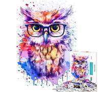 Puzzle da 1000 pezzi per adolescenti simpatico gufo con gli occhiali puzzle per adulti gioco rompicapo un'opera d'arte regalo di Natale e compleanno (dimensioni 38x26cm)