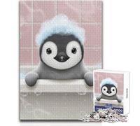 Puzzle da 1000 pezzi per adolescenti, simpatico pinguino che fa un bagno caldo, rilassante, divertente, per il tempo libero, stretto, senza cuciture, di precisione, dimensioni del giocattolo: 38x52cm