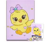 Puzzle da 1000 pezzi per adolescenti, simpatico pulcino dei cartoni animati con fiocco, accogliente e rilassante, giocattolo da gioco avanzato con taglio di precisione, dimensioni 38x26cm