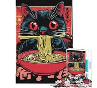 Puzzle da 1000 pezzi per adolescenti simpatico puzzle con gatto ramen per adulti giocattolo fai da te ideale per passare il tempo durante le vacanze compleanni e altre occasioni