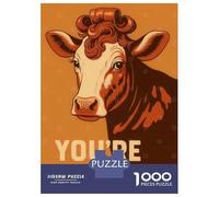 Puzzle da 1000 pezzi per adolescenti, simpatico ritratto di mucca per bagno, puzzle per adolescenti, gioco di pensiero, allenamento della memoria, divertimento per la casa, 38 x 26 cm/1000 pezzi
