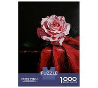 Puzzle Da 1000 Pezzi Per Adolescenti Single Pink Rose on Red Fabric Puzzle Per Adulti Giocattolo Decorazione Da Parete Analisi E Logica Aiutano L'esercizio Del Cervello 38x26cm/1000pcs