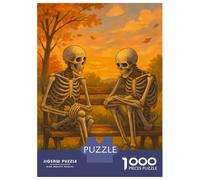 Puzzle Da 1000 Pezzi Per Adolescenti Skeletons on Bench in Autumn Puzzle Per Adulti Giochi Rilassanti Taglio Di Precisione Regali Unici Per Compleanni E Occasioni Speciali 52x38cm/1000pcs
