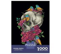 Puzzle Da 1000 Pezzi Per Adolescenti Skull with Birds And Flowers Art Print Puzzle Per Adulti Giochi Rilassanti Regali Per Donne Interazione Genitore-figlio 38x26cm/1000pcs