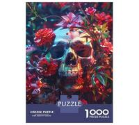 Puzzle Da 1000 Pezzi Per Adolescenti Skull with Sunglasses And Flowers Puzzle Per Adulti Giochi Rilassanti Vacanza A Casa Passatempo Impegnativo Da Completare 38x26cm/1000pcs
