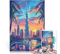 Puzzle da 1000 pezzi per adolescenti Skyline di Dubai al tramonto Gioco rompicapo Attività divertenti a casa, regali di compleanno, regali di viaggio, 75x50cm
