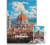 Puzzle da 1000 pezzi per adolescenti, skyline di Firenze, Italia, bellissimo gioco di design, sfida difficile, regalo per compleanni, dimensioni 50x75cm