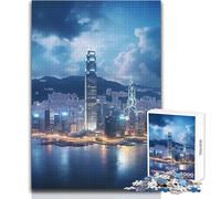 Puzzle da 1000 pezzi per adolescenti, skyline di Hong Kong, Cina, giocattolo, gioco intellettuale, migliora la memoria, regalo di compleanno, dimensioni 38x26cm
