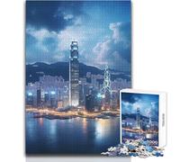 Puzzle da 1000 pezzi per adolescenti, skyline di Hong Kong, Cina, rompicapo, giochi per famiglie, idee regalo per la casa, dimensioni 38x52cm