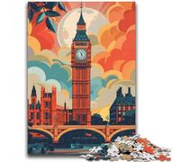 Puzzle da 1000 pezzi per adolescenti, skyline di Londra con Big Ben, antistress, sfida difficile, ideale come regalo per tutta la famiglia (dimensioni 38x26cm)