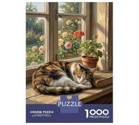 Puzzle Da 1000 Pezzi Per Adolescenti Sleeping Cat by The Window Puzzle Per Adulti Giochi Rilassanti Migliorano La Memoria Regali Antistress 70x50cm/1000pcs