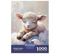 Puzzle Da 1000 Pezzi Per Adolescenti Sleeping Lamb on Clouds Watercolor Puzzle Per Adulti Giochi Per Famiglie Un'opera D'arte Regali Antistress 38x26cm/1000pcs