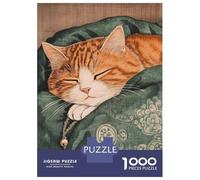 Puzzle Da 1000 Pezzi Per Adolescenti Sleeping Orange Tabby Cat with Bell Puzzle Per Adulti Giocattoli Antistress Migliorano La Memoria Regali Di Compleanno E Unici 52x38cm/1000pcs