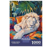 Puzzle Da 1000 Pezzi Per Adolescenti Sleeping White Lion Puzzle Per Adolescenti Giocattoli Fai Da Te Corsa Di Velocità Manuale Regali Unici Per Compleanno E Natale 52x38cm/1000pcs