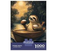Puzzle Da 1000 Pezzi Per Adolescenti Sloth on A Boat with Cocktails Puzzle Per Adolescenti Giochi Per Famiglie Sfida Difficile Regali Di Compleanno E Unici 38x26cm/1000pcs