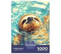 Puzzle Da 1000 Pezzi Per Adolescenti Sloth Swimming in Blue Water Puzzle Per Adulti Gioco Rompicapo Modello Di Assemblaggio Regali Per Amici E Familiari 70x50cm/1000pcs