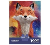 Puzzle Da 1000 Pezzi Per Adolescenti Smiling Cartoon Fox Mix 3D & Watercolor Puzzle Per Adulti Giochi Rilassanti Analisi E Logica Regali Di Natale E Compleanno 52x38cm/1000pcs