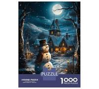 Puzzle Da 1000 Pezzi Per Adolescenti Snowman at Night Puzzle Per Adolescenti Giocattoli Antistress Regalo Di Compleanno, Natale 52x38cm/1000pcs