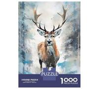 Puzzle Da 1000 Pezzi Per Adolescenti Snowy Deer Watercolor Puzzle Per Adulti Giochi Rilassanti Taglio Di Precisione Regali Unici Per Compleanni E Occasioni Speciali 38x26cm/1000pcs