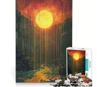 Puzzle da 1000 pezzi per adolescenti sole surreale che gocciola su una foresta mistica e un fiume Gioco educativo gara di velocità manuale sfida unica 38x52cm