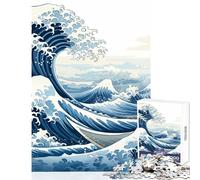 Puzzle da 1000 pezzi per adolescenti Sotto l'onda Kanagawa Decorazione per la casa Giocattoli Ottimi regali e giocattoli Gioco impossibile Difficile e sfidante (dimensioni 38x52cm)