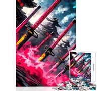 Puzzle da 1000 pezzi per adolescenti spade da samurai e architettura giapponese giocattoli per la decorazione della casa fantastici regali e giocattoli per giochi educativi interessante riduzione