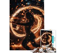 Puzzle da 1000 pezzi per adolescenti spettacolo di danza del fuoco divertimento a casa corsa di velocità manuale gioco pratico per ragazzi dai 14 anni in su (38x52cm)