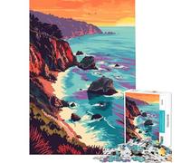 Puzzle da 1000 pezzi per adolescenti spiaggia di Big Sur California giochi rilassanti giocattolo avvincente per coltivare la pazienza ottimo regalo sfida impegnativa (dimensioni 38x26cm)