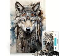 Puzzle da 1000 pezzi per adolescenti,spirito boho,lupo,taglio preciso,gioco per allenare la mente,relax,divertimento per il compleanno 38x52cm