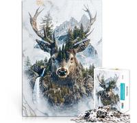 Puzzle da 1000 pezzi per adolescenti Spirito del cervo dei boschi Sfida di gioco educativo giocattolo Lista dei desideri con Babbo Natale 38x26cm