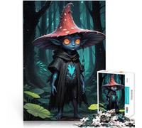 Puzzle da 1000 pezzi per adolescenti Spirito della foresta con cappello a fungo Analisi e logica con poster abbinato e foglio di quiz 38x26cm