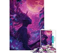 Puzzle da 1000 pezzi per adolescenti Spirito della foresta mistica sotto una luna rosa puzzle per adulti gioco pratico ideale per le vacanze a casa regali di Natale e compleanno (dimensioni 38x26cm)