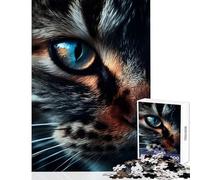 Puzzle da 1000 pezzi per adolescenti splendidi giocattoli antistress a forma di occhio di gatto regalo artistico gioco rompicapo con poster abbinato e foglio di quiz dimensioni 38x26cm