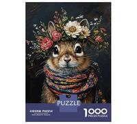 Puzzle Da 1000 Pezzi Per Adolescenti Squirrel with Flowers Puzzle Per Adulti Giochi Divertenti Regali Per Donne Per Compleanno, Natale 52x38cm/1000pcs