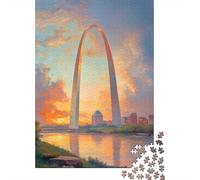 Puzzle Da 1000 Pezzi Per Adolescenti St. Louis Gateway Arch Painting-1 Puzzle Per Adulti Gioco Pratico Analisi E Logica Regalo Di Compleanno, Regali, 70x50cm/1000pcs