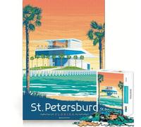 Puzzle da 1000 pezzi per adolescenti St Petersburg Florida Poster Tight Fit Play Focus Fun Game Leisure Fun Time Christmas Wall Art (50x75cm)