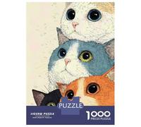 Puzzle Da 1000 Pezzi Per Adolescenti Stack of Four Cute Cats Illustration Puzzle Per Adulti Giochi Per Famiglie Regalo Di Compleanno Aiuta Ad Allenare Il Cervello 38x26cm/1000pcs