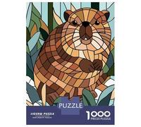 Puzzle Da 1000 Pezzi Per Adolescenti Stained Glass Beaver in Nature Puzzle Per Adulti Gioco Pratico Decorazione Murale Regali Per Amici E Familiari 38x26cm/1000pcs