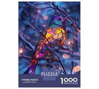Puzzle Da 1000 Pezzi Per Adolescenti Stained Glass Bird Decorations Puzzle Per Adulti Gioco Pratico Sfida Difficile Sfida Educativa 38x26cm/1000pcs