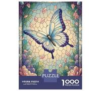 Puzzle Da 1000 Pezzi Per Adolescenti Stained Glass Butterfly And Flowers Puzzle Per Adulti Giocattoli Antistress Migliorano La Memoria Regali Di Compleanno E Unici 52x38cm/1000pcs
