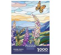 Puzzle Da 1000 Pezzi Per Adolescenti Stained Glass Butterfly & Flowers Puzzle Per Adulti Gioco Pratico Assemblaggio Di Modelli Regali Unici Per Compleanni E Occasioni Speciali 38x26cm/1000pcs